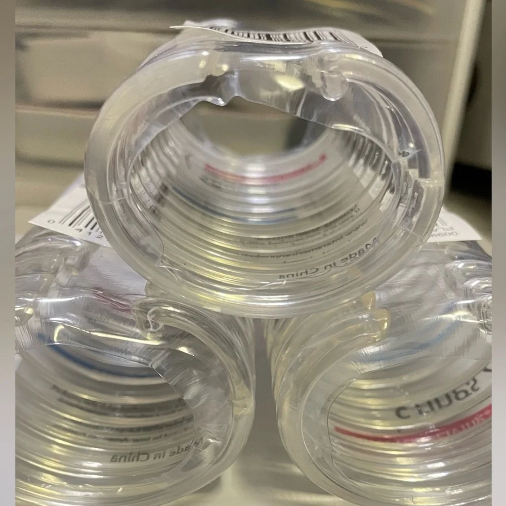 3packs of 12 clear plastic C-shaped shower curtain ring hooks. NWT